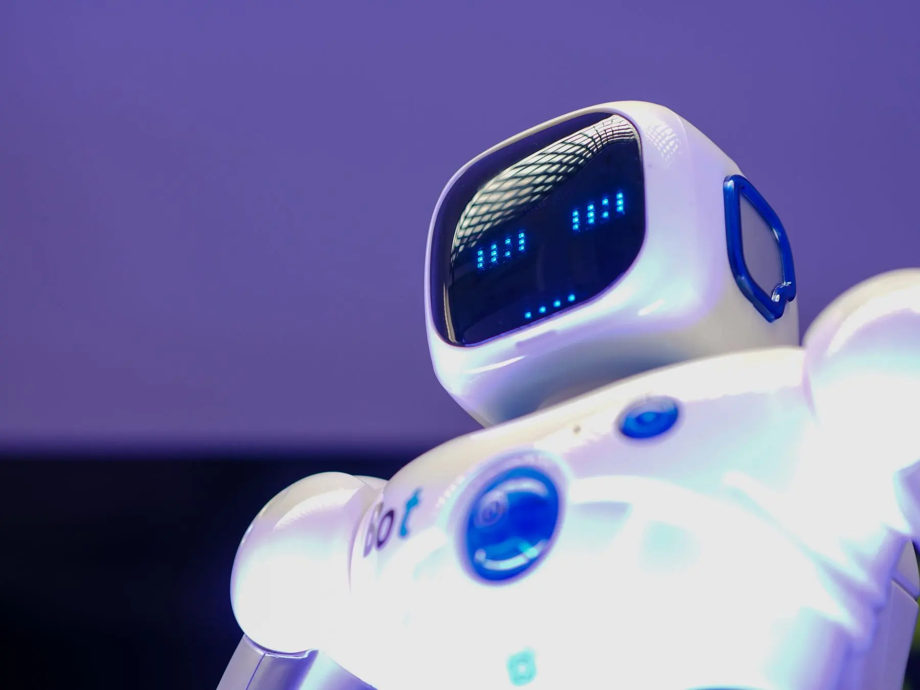 Modern robot with a digital face