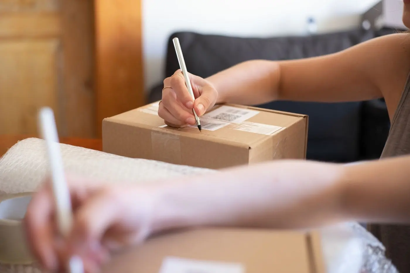 Packed parcels in an online shop