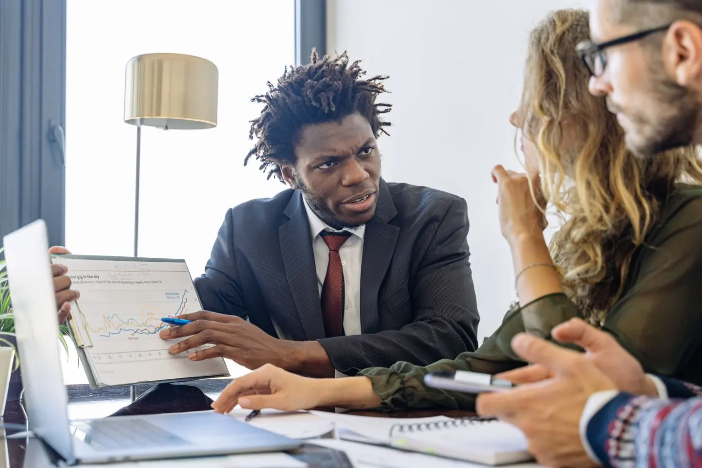 Adviser talking with a client