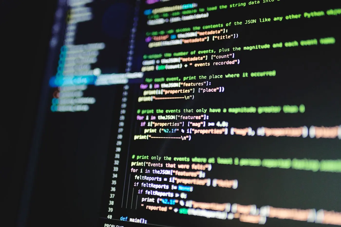 Program code on a screen