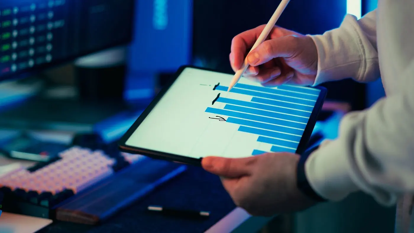 Tablet showing charts and reports